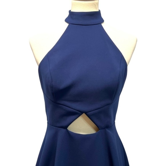 Jay Godfrey Navy Blue Cutout Halter Neck Skater Cocktail Dress Women’s 4 - Picture 5 of 14